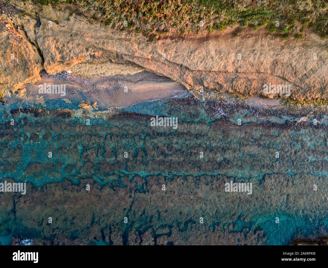 Aerial view of rocks in the sea. Overview of the seabed seen from above ...