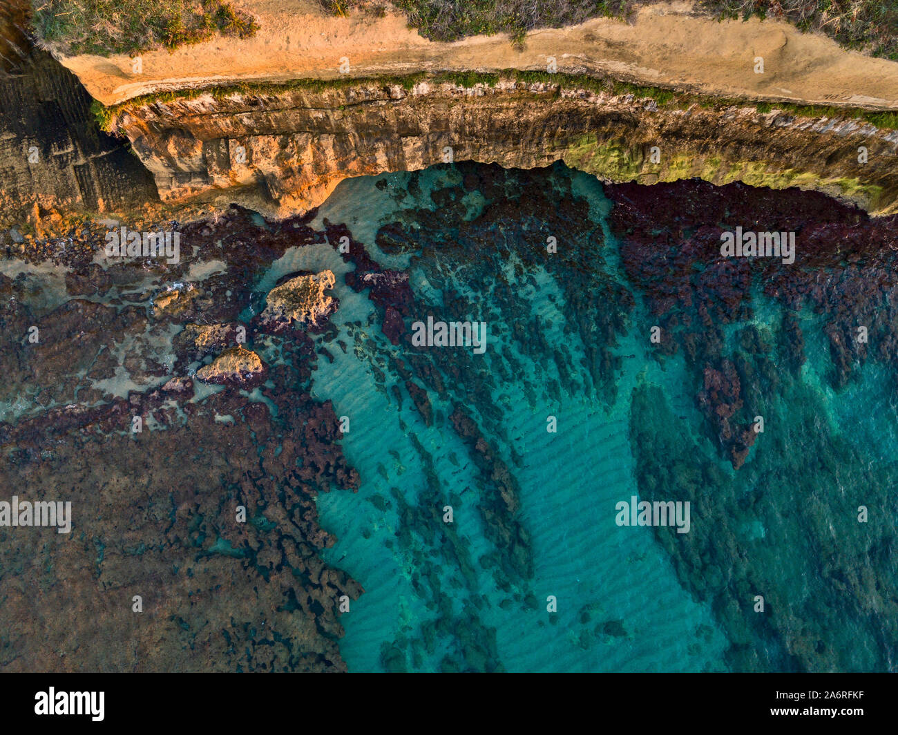 Aerial view of rocks in the sea. Overview of the seabed seen from above ...