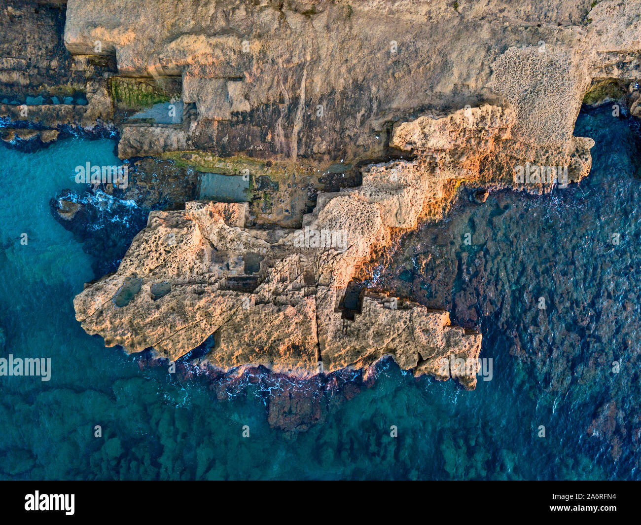 Aerial view of rocks in the sea. Overview of the seabed seen from above ...