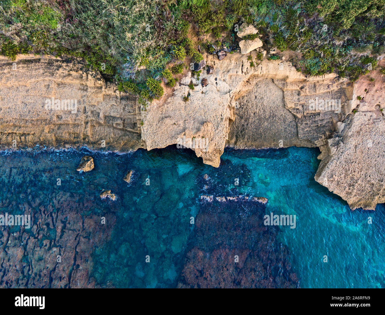 Aerial view of rocks in the sea. Overview of the seabed seen from above ...