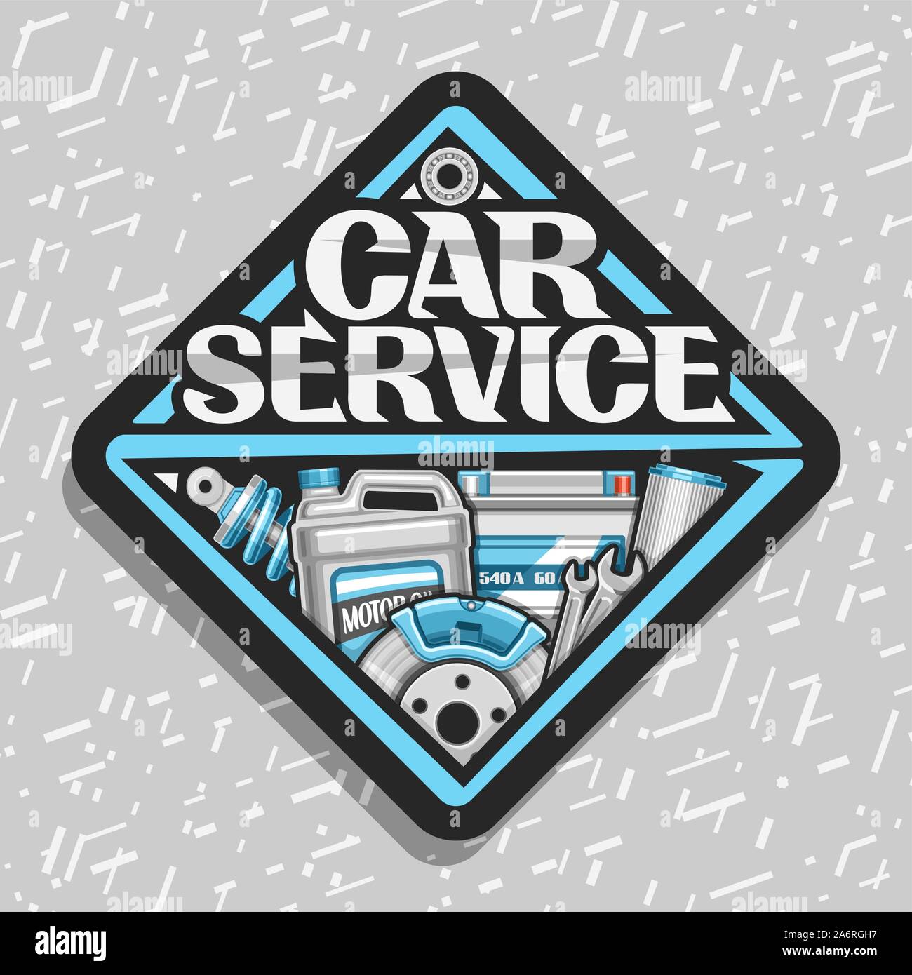Vector logo for Car Service, black sticker with set of different auto