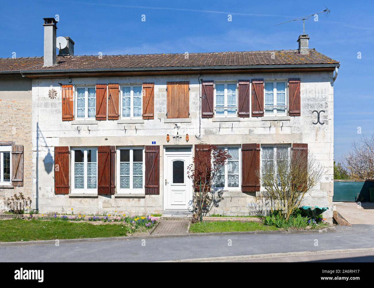 Europe, France, Grand Est, L'Epine, Typical Houses on Rue Emile Barbier Stock Photo