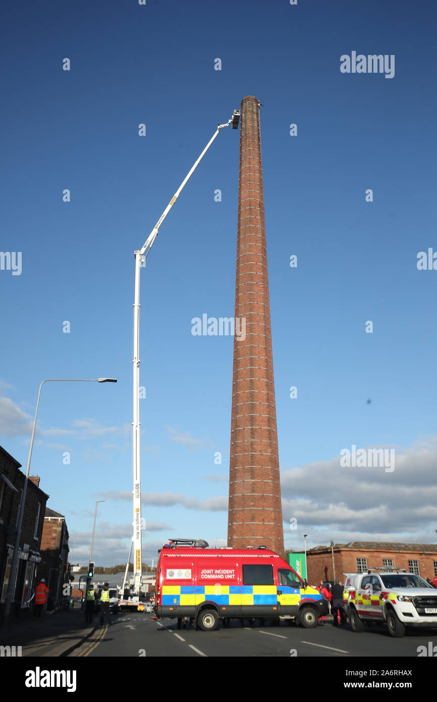 A hydraulic platform is raised at dixons chimney in carlisle hires