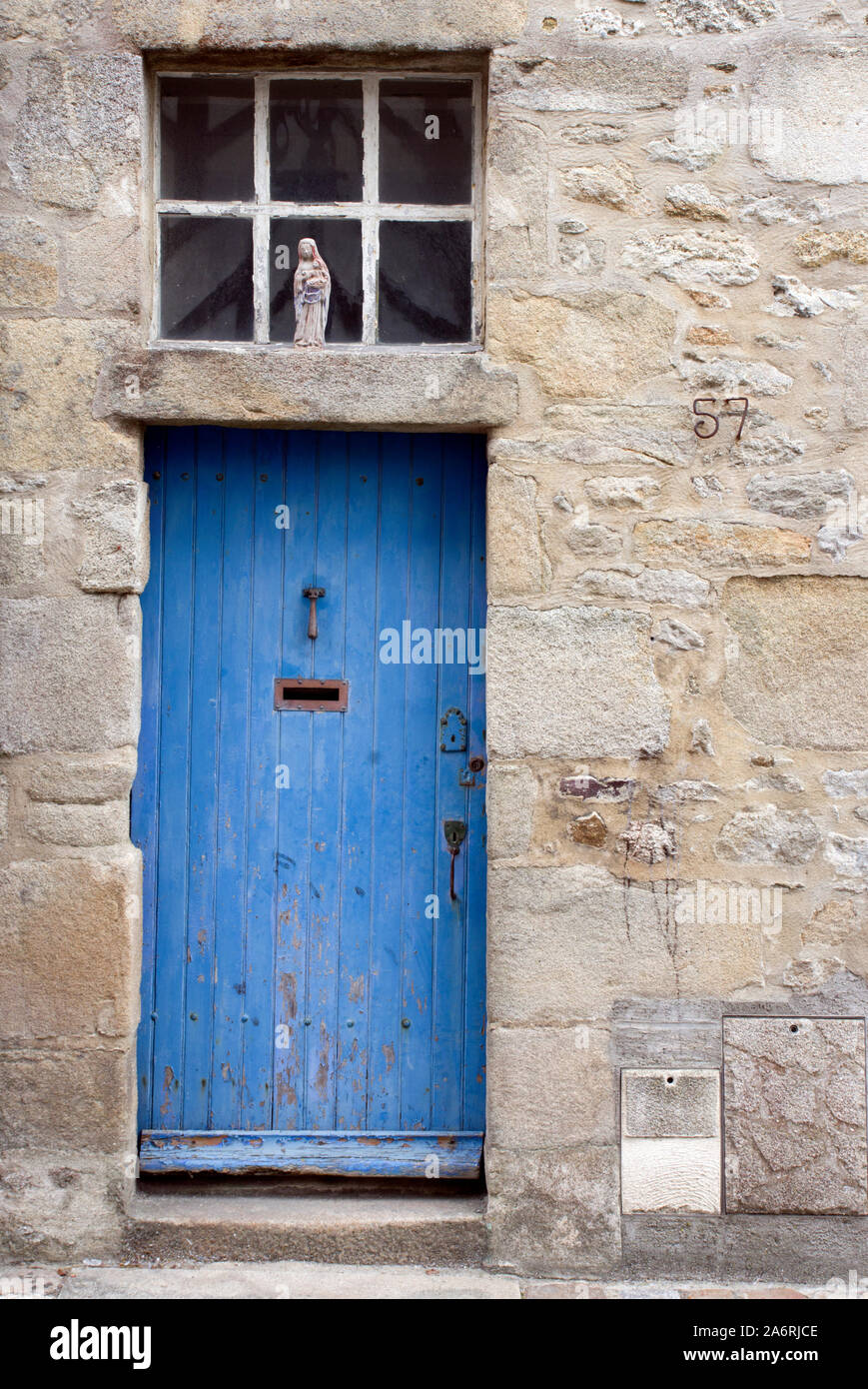 Granite cottage, doorway Le Croisic Stock Photo