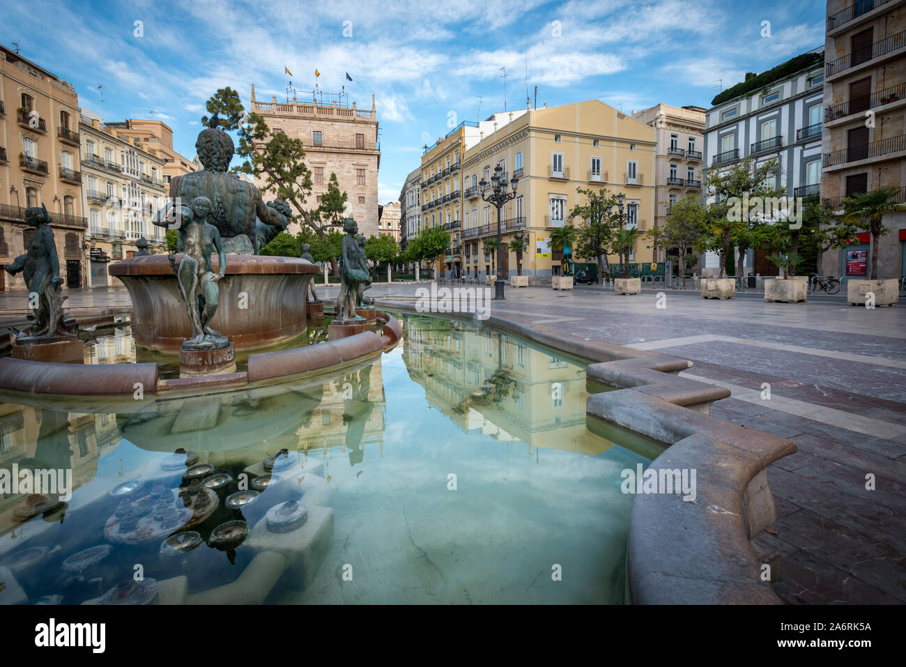 Turia Fountain Valencia, Spain. This famous fountain is located in the ...