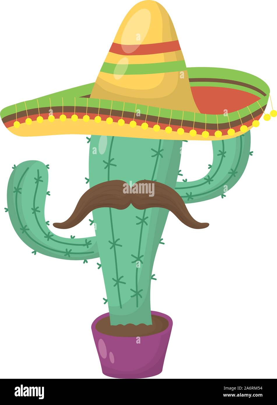 cactus mexican with traditional hat and mustache Stock Vector Image ...