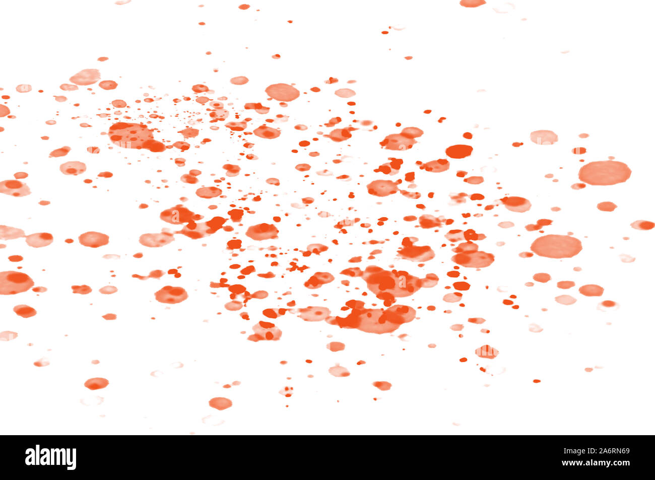 Lots of red watercolor stains on white background Stock Photo