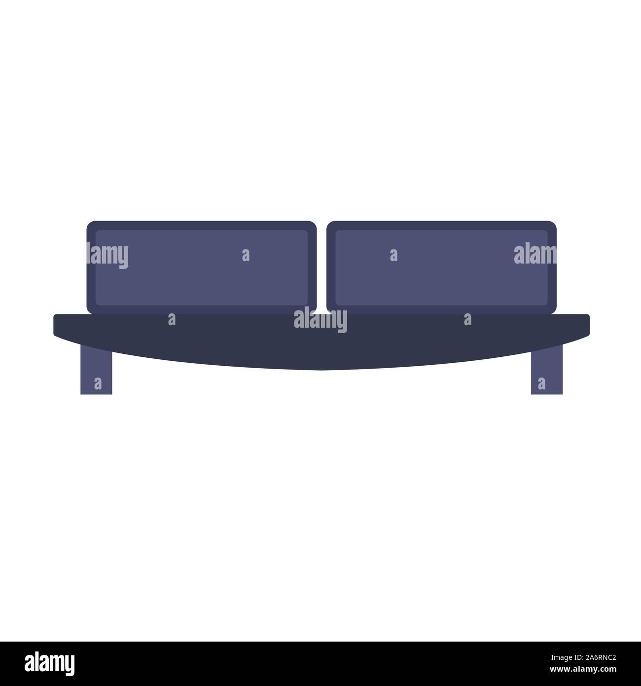 Sofa furniture vector icon front view illustration design. Living room interior seat element. Flat divan house cozy Stock Vector