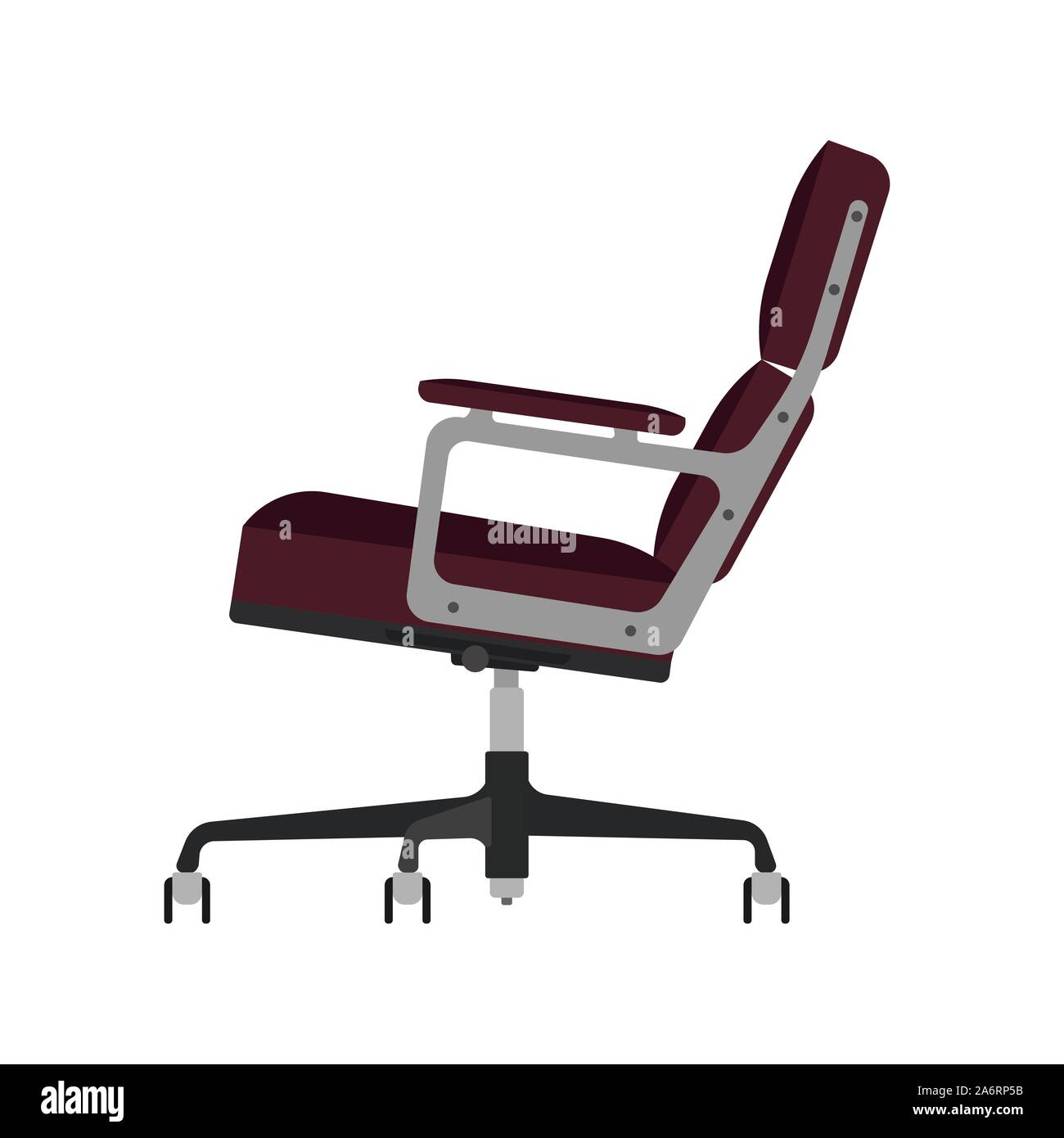 Office chair side view vector icon fruniture. Seat business interior