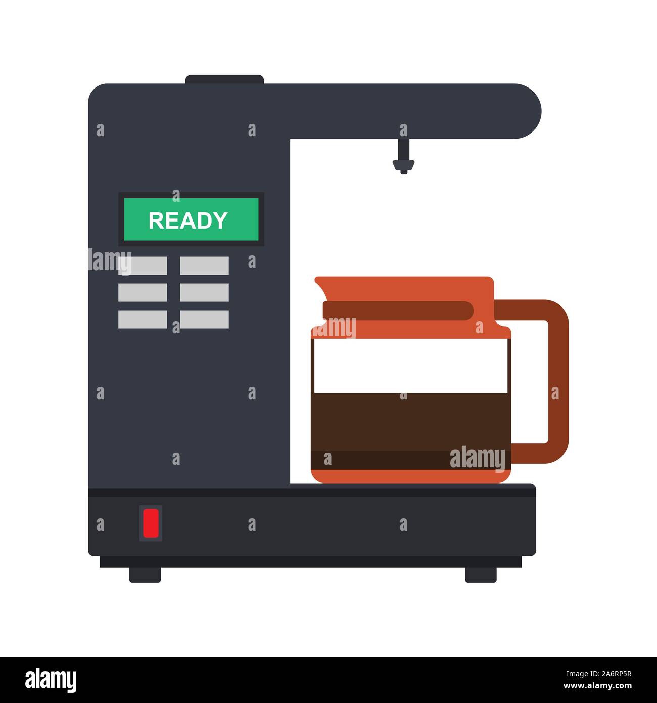 Coffee percolator vector icon drink espresso cup. Maker caffeine machine french press. Bean equipment flat isolated Stock Vector
