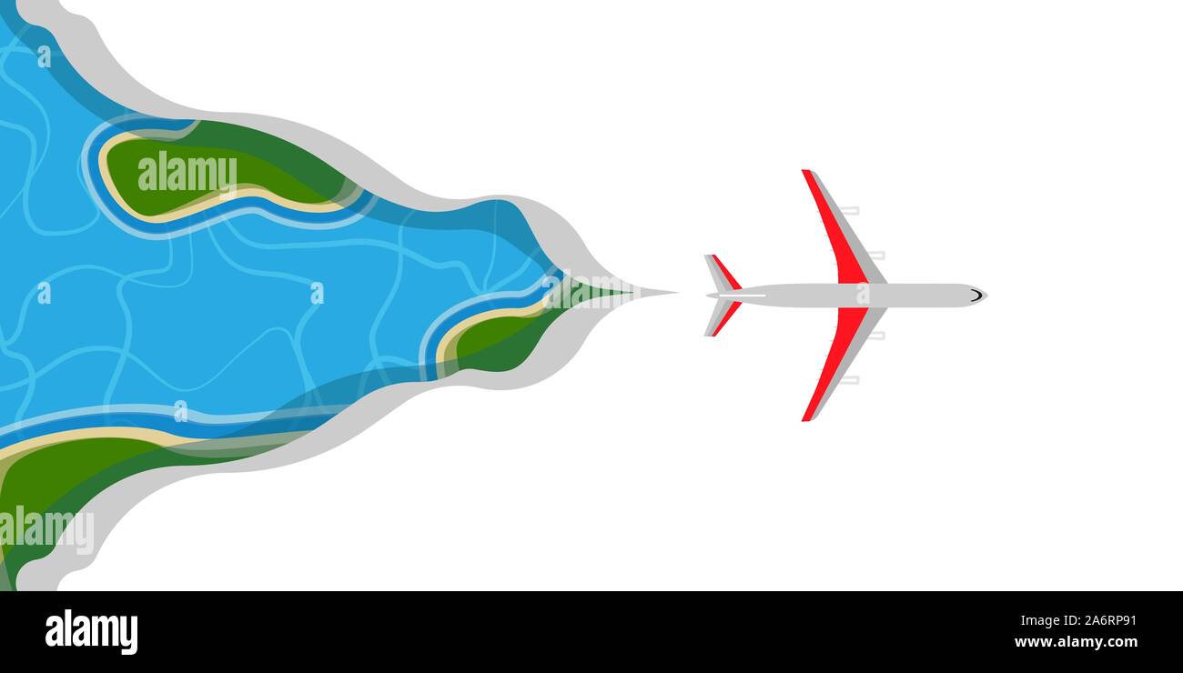 Plane Fly In Cloud Sky Vector Illustration Background Travel