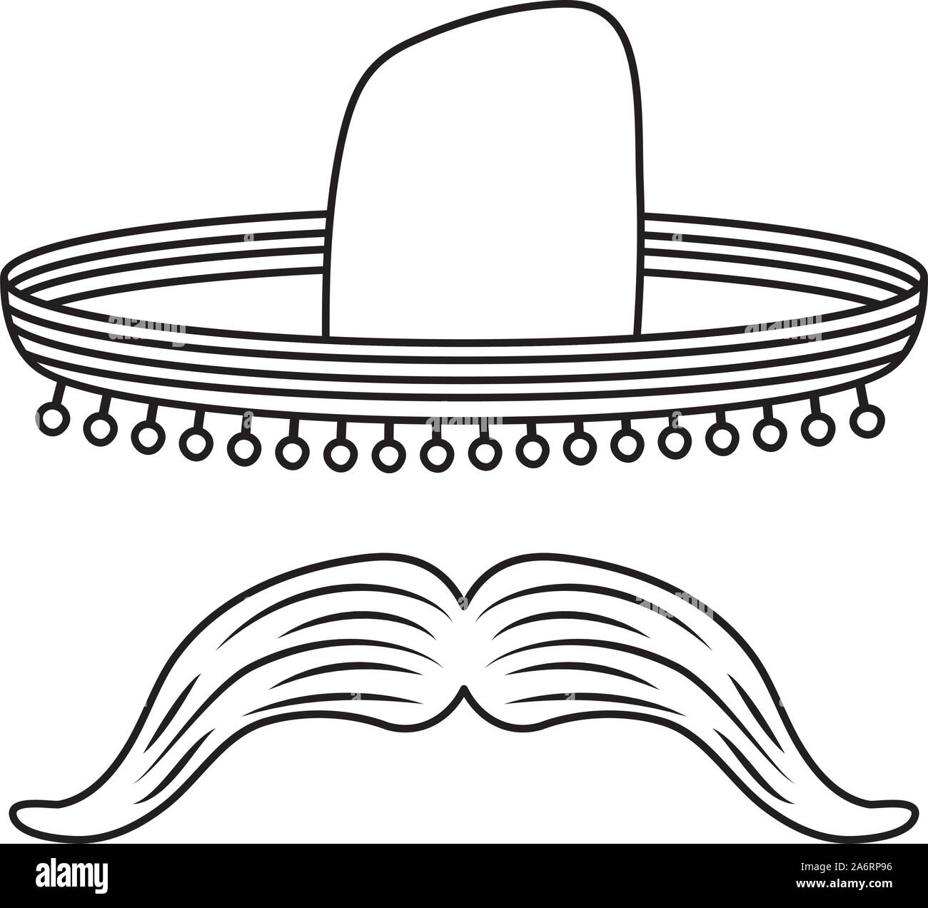 traditional mexican hat with mustache Stock Vector Image & Art - Alamy