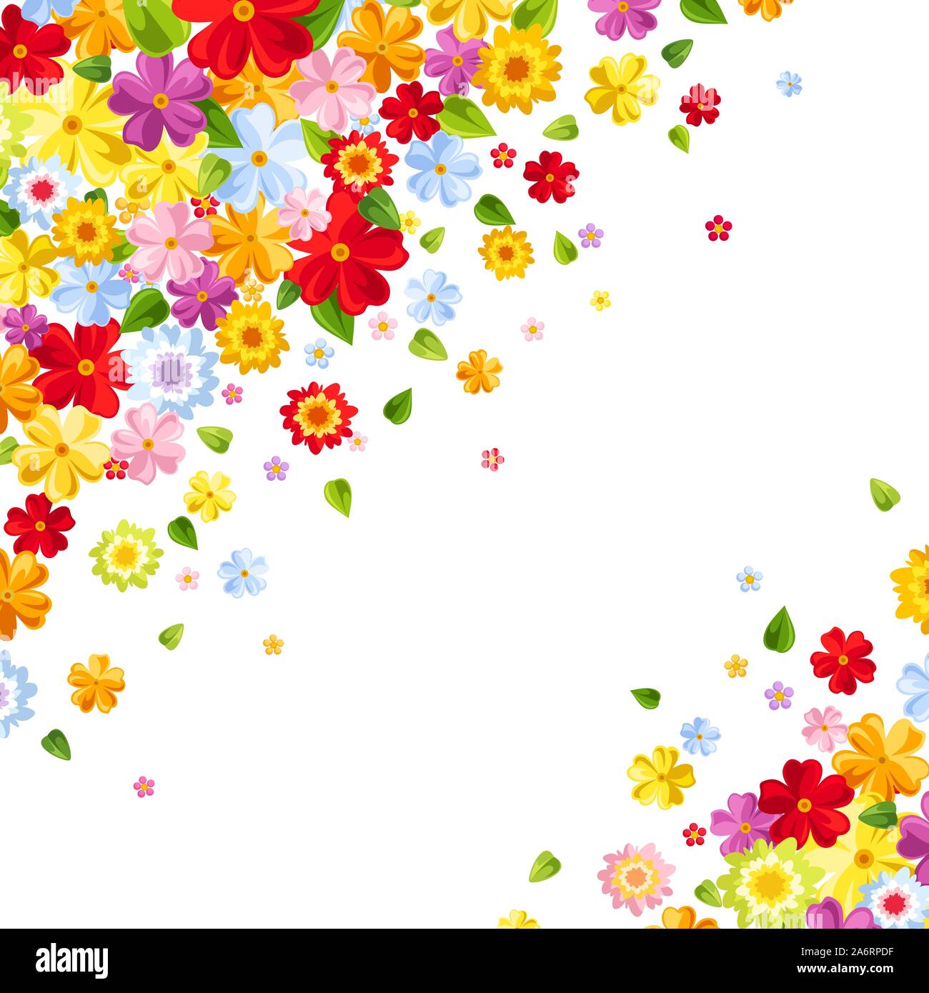 Vector background with bright colorful flowers and leaves Stock Vector ...