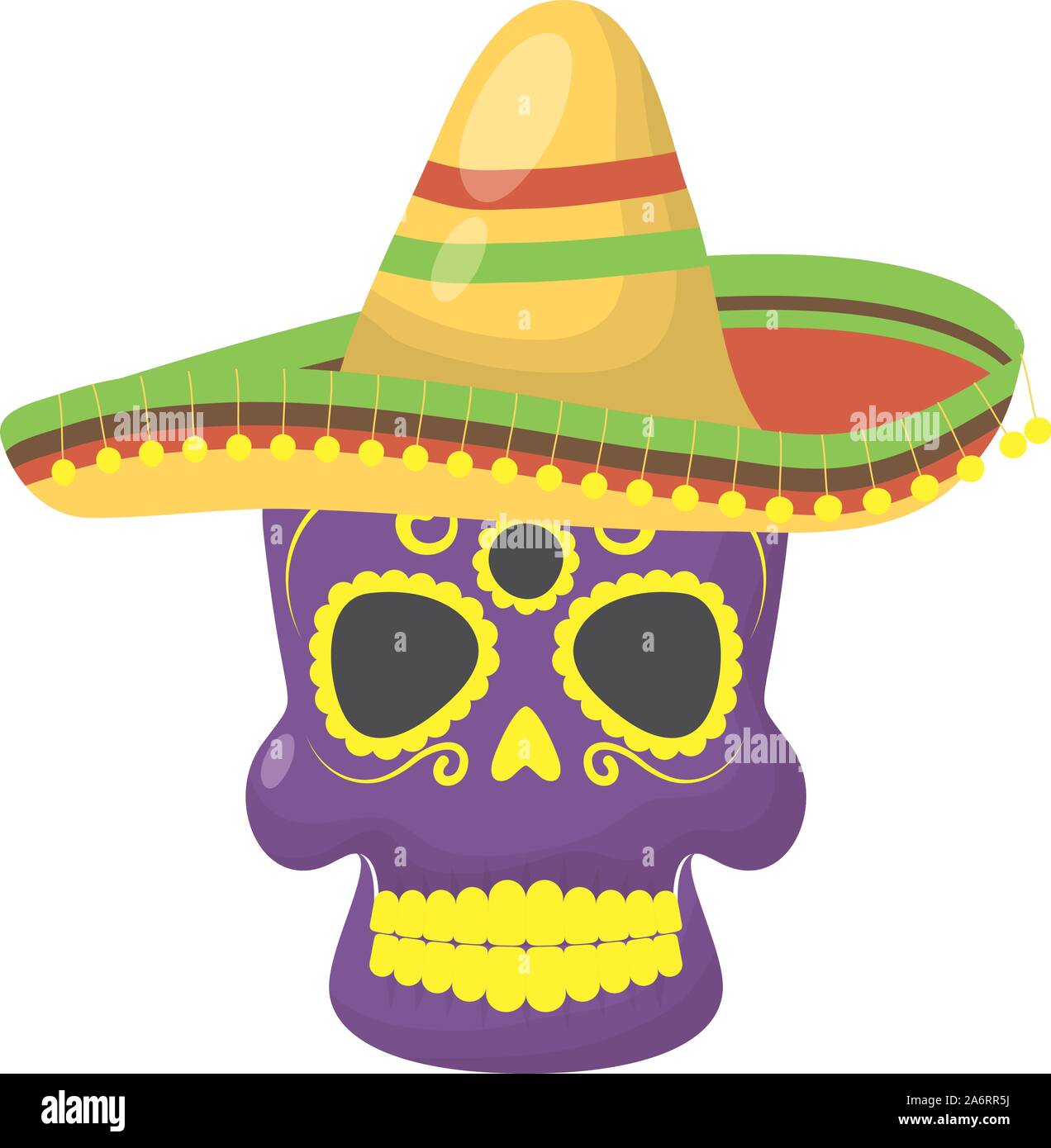 skull head with traditional mexican hat Stock Vector Image & Art - Alamy