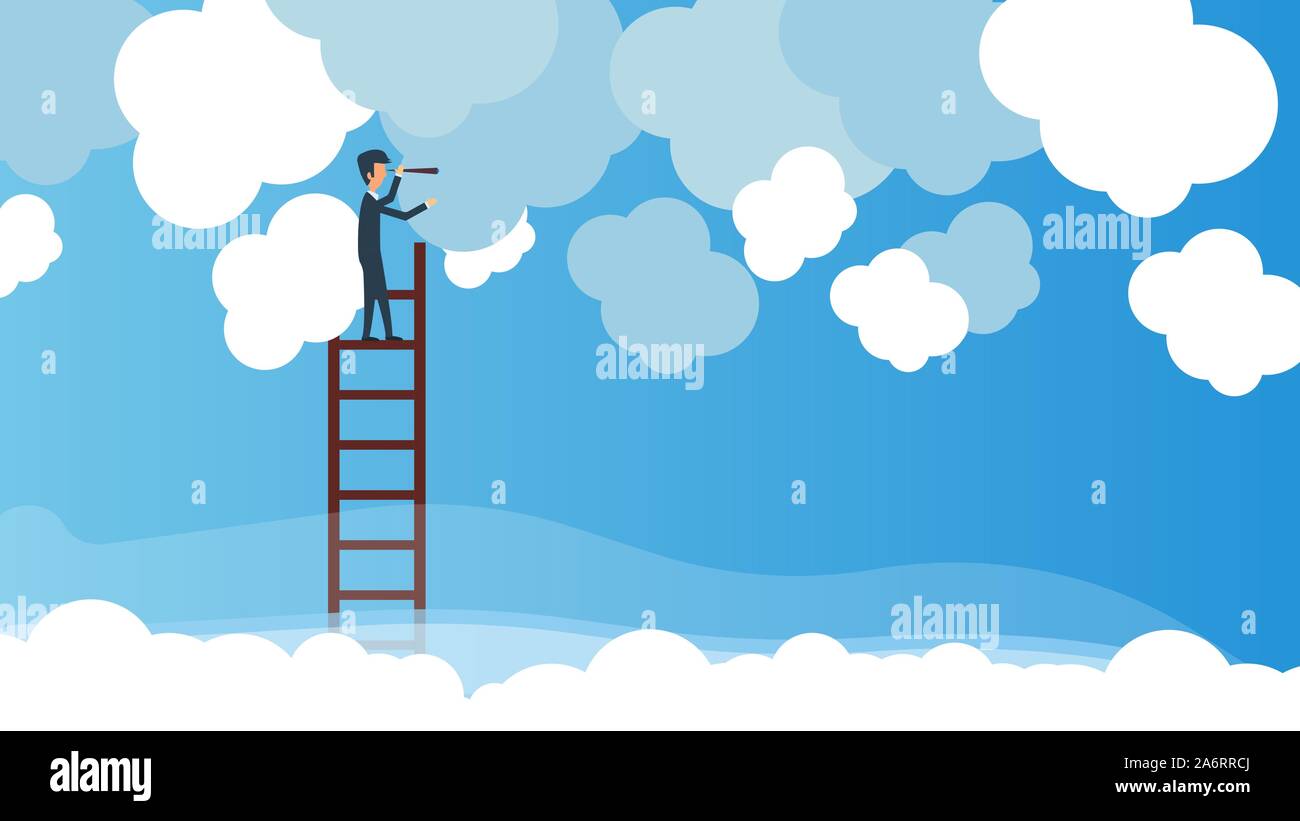 Business vision vector concept illustration leadership with ladder and ...