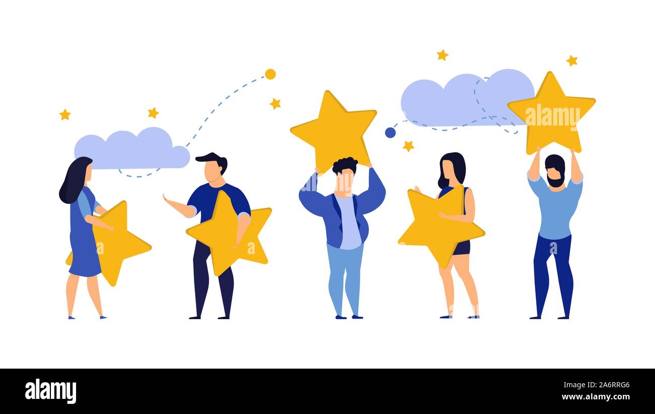 Customer review five star choice vector illustration satisfaction man ...
