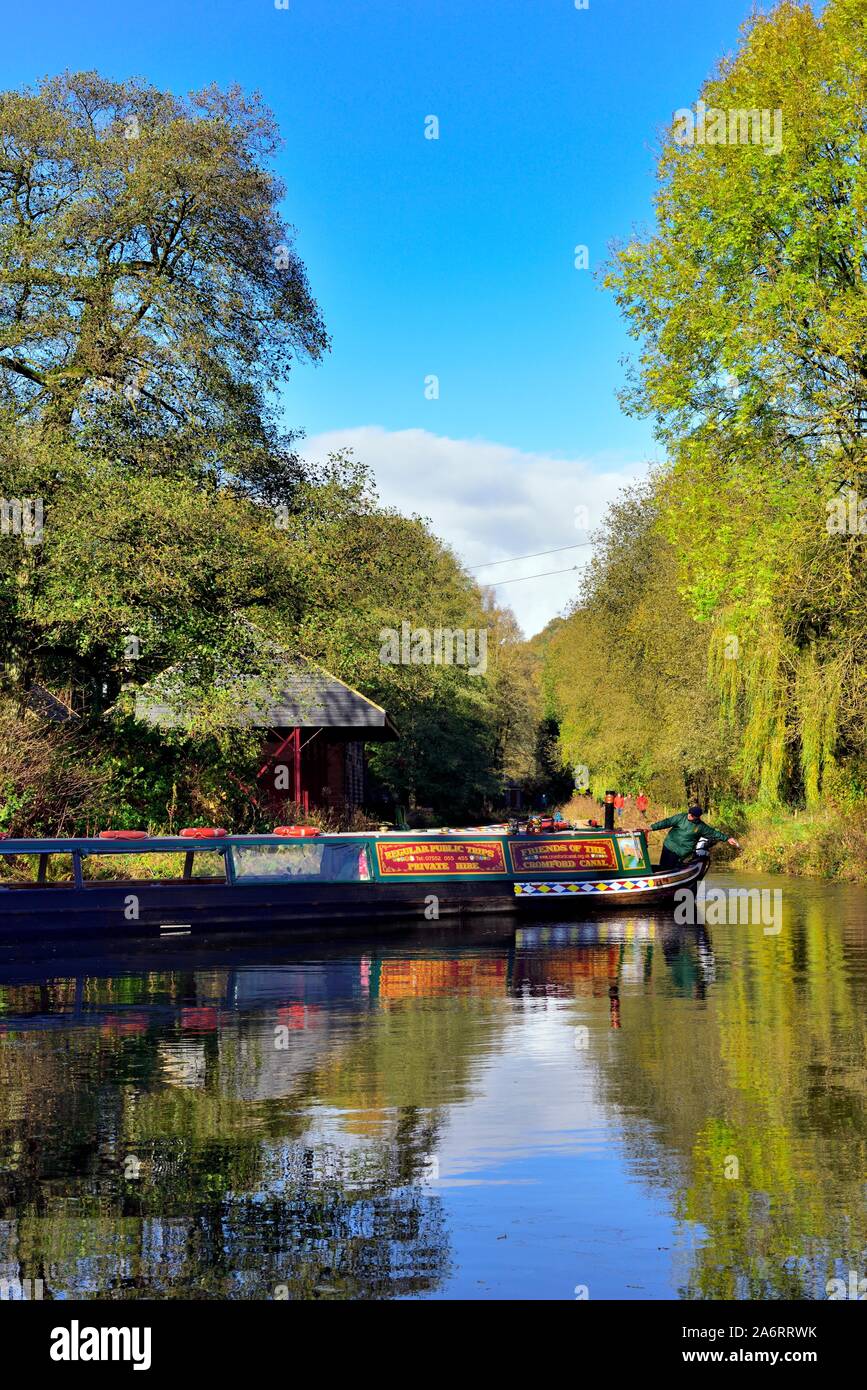 Birdswood Narrow boat trip on the Cromford Canal,Derbyshire,England,UK Stock Photo