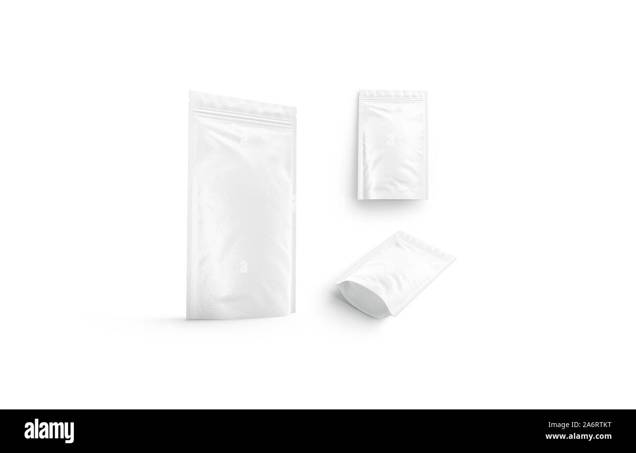 Blank white doypack mock up isolated, different view Stock Photo