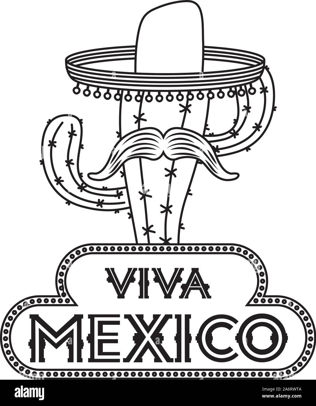 cactus mexican with traditional hat and mustache Stock Vector Image ...