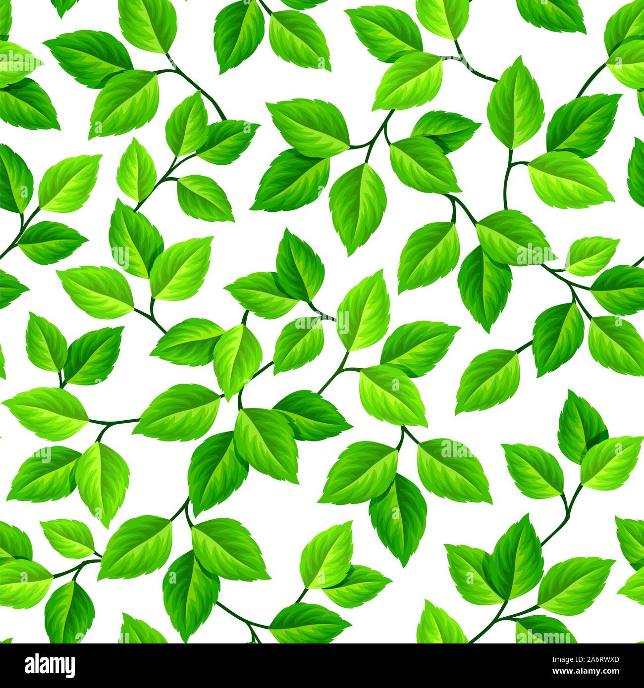 Vector seamless background with green leaves on white Stock Vector ...