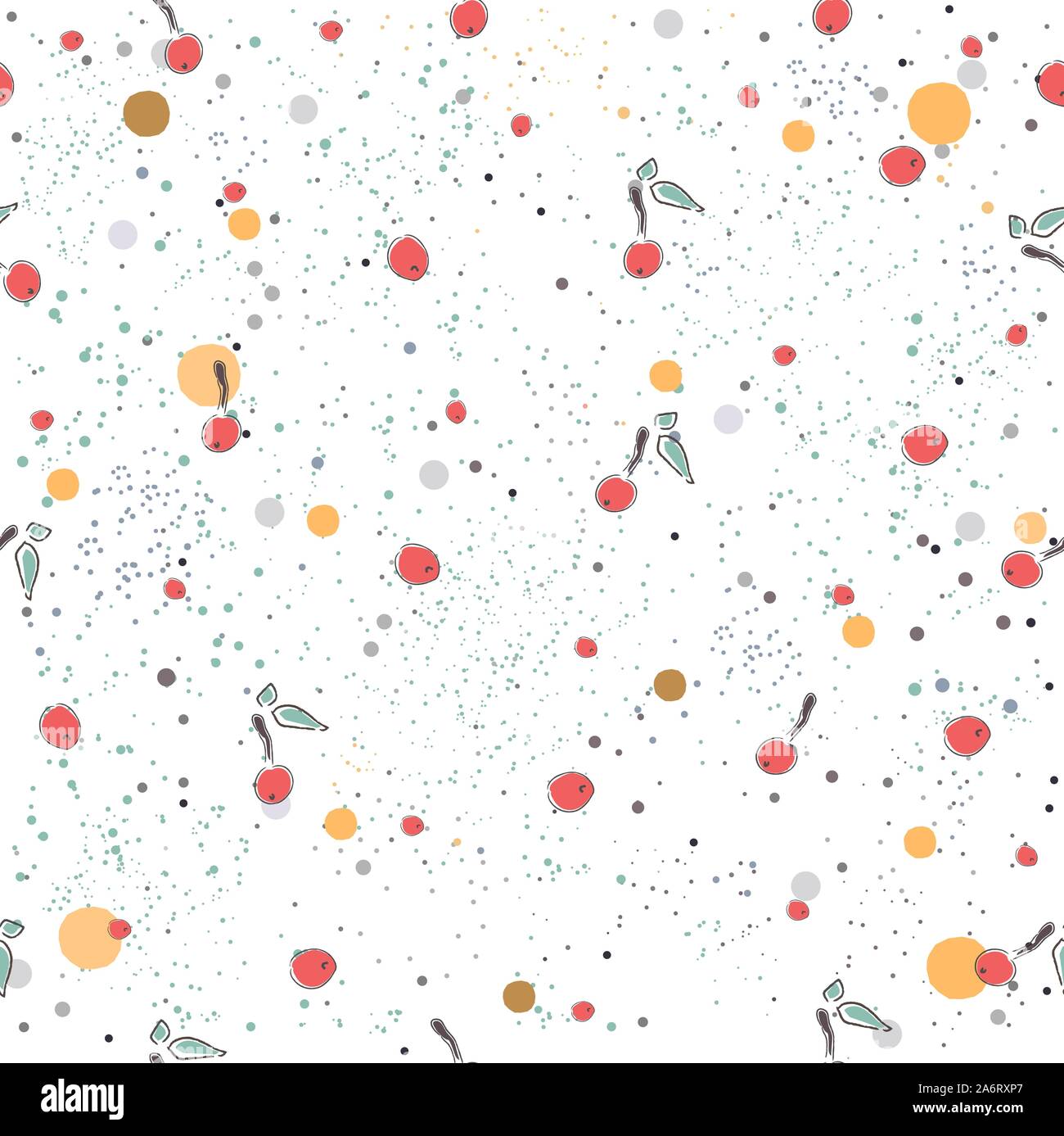 Cute Seamless Pattern with pears and dotted background. hand Drawn ...
