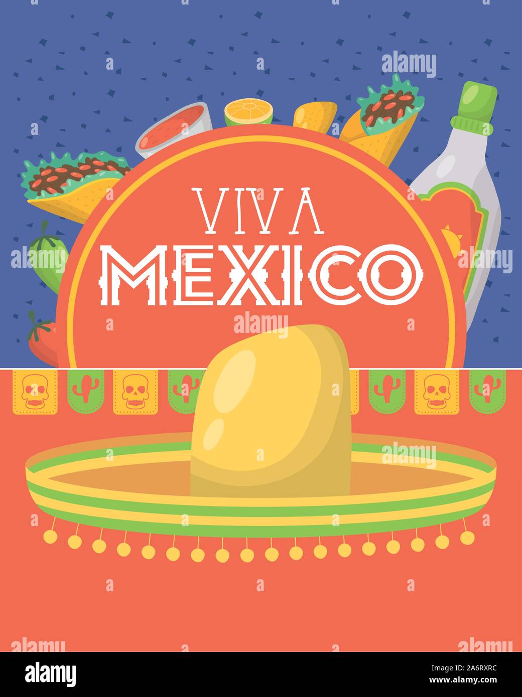 viva mexico celebration with traditional hat Stock Vector Image & Art ...