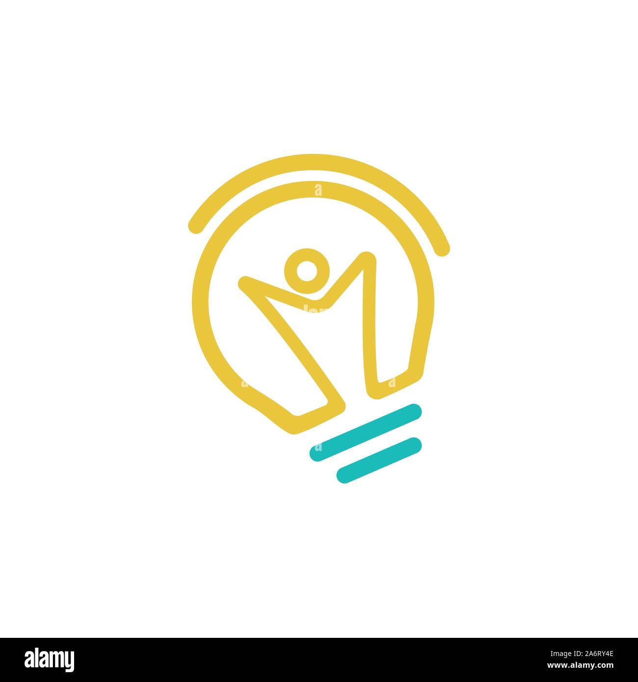 light bulb line vector logo template art Eco energy power electricity idea concept. Idea man - Vector Stock Vector