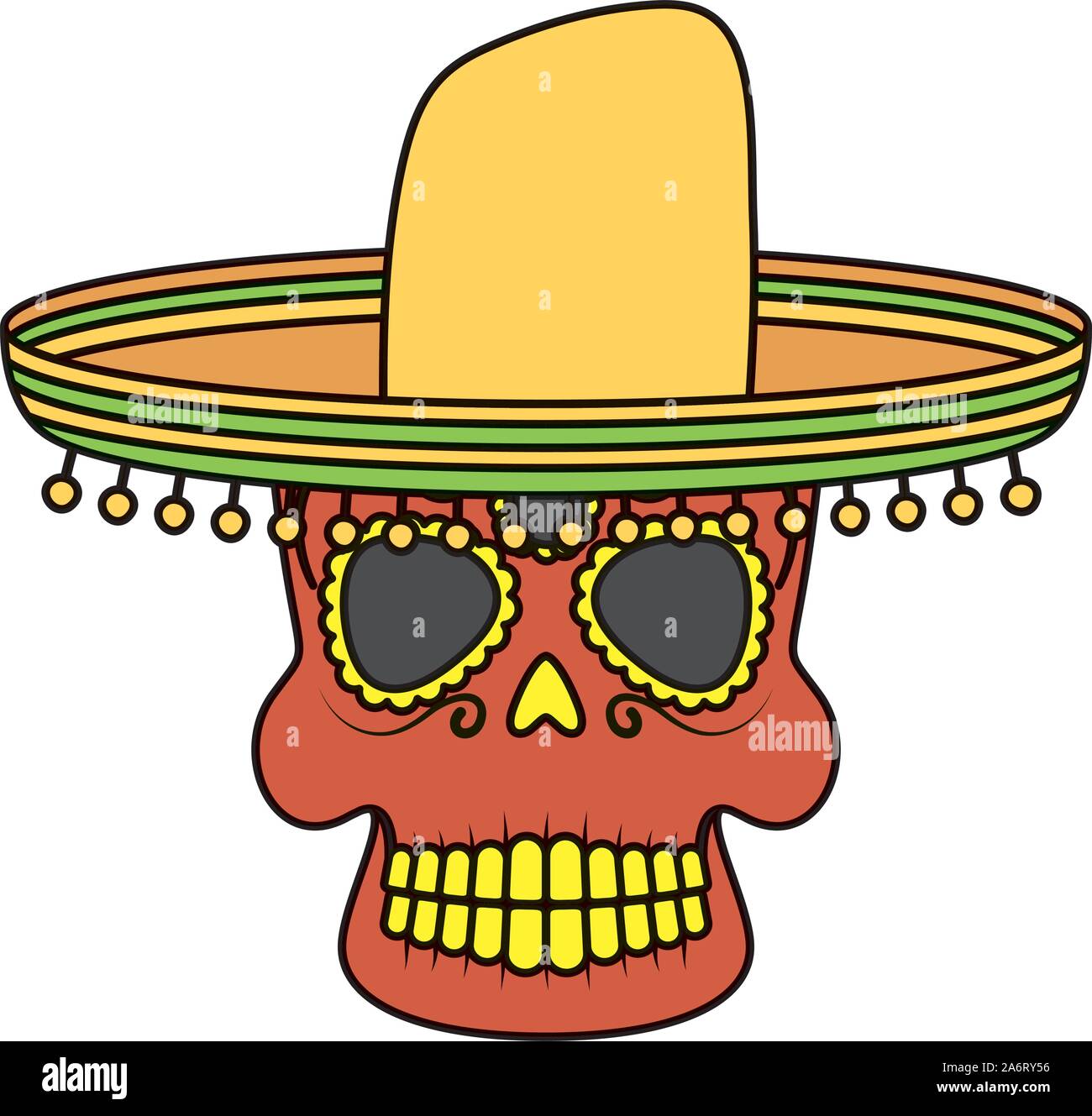 skull head with traditional mexican hat Stock Vector Image & Art - Alamy