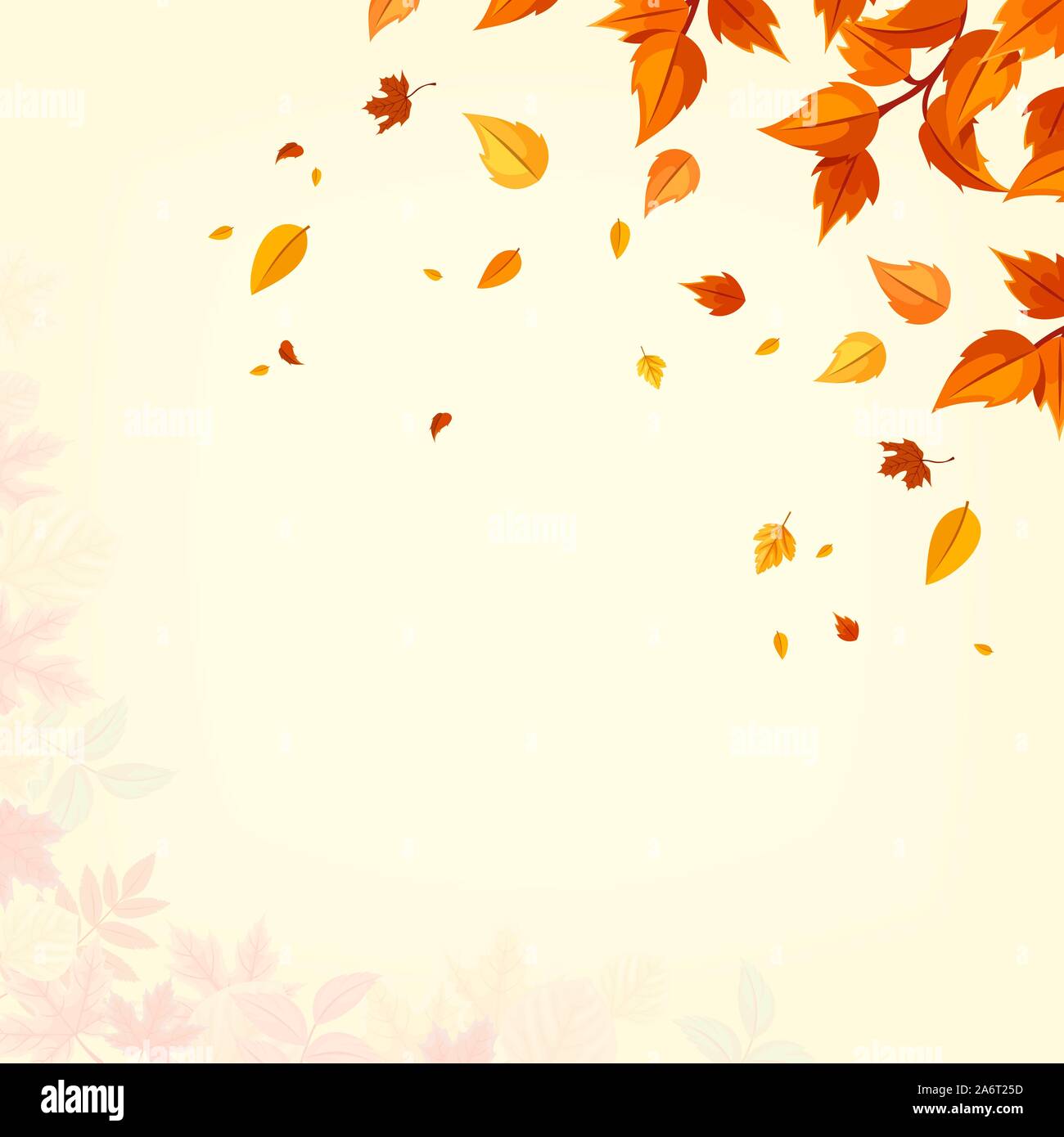 Vector background with orange autumn falling leaves Stock Vector Image ...