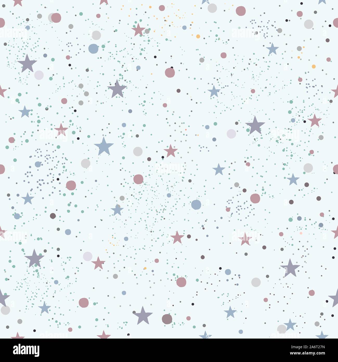 Cute Pattern with pink tiny objects on white light blue with tiny dots. Seamless Baby Girl Shower Pattern. Vector Illustration. Stock Vector
