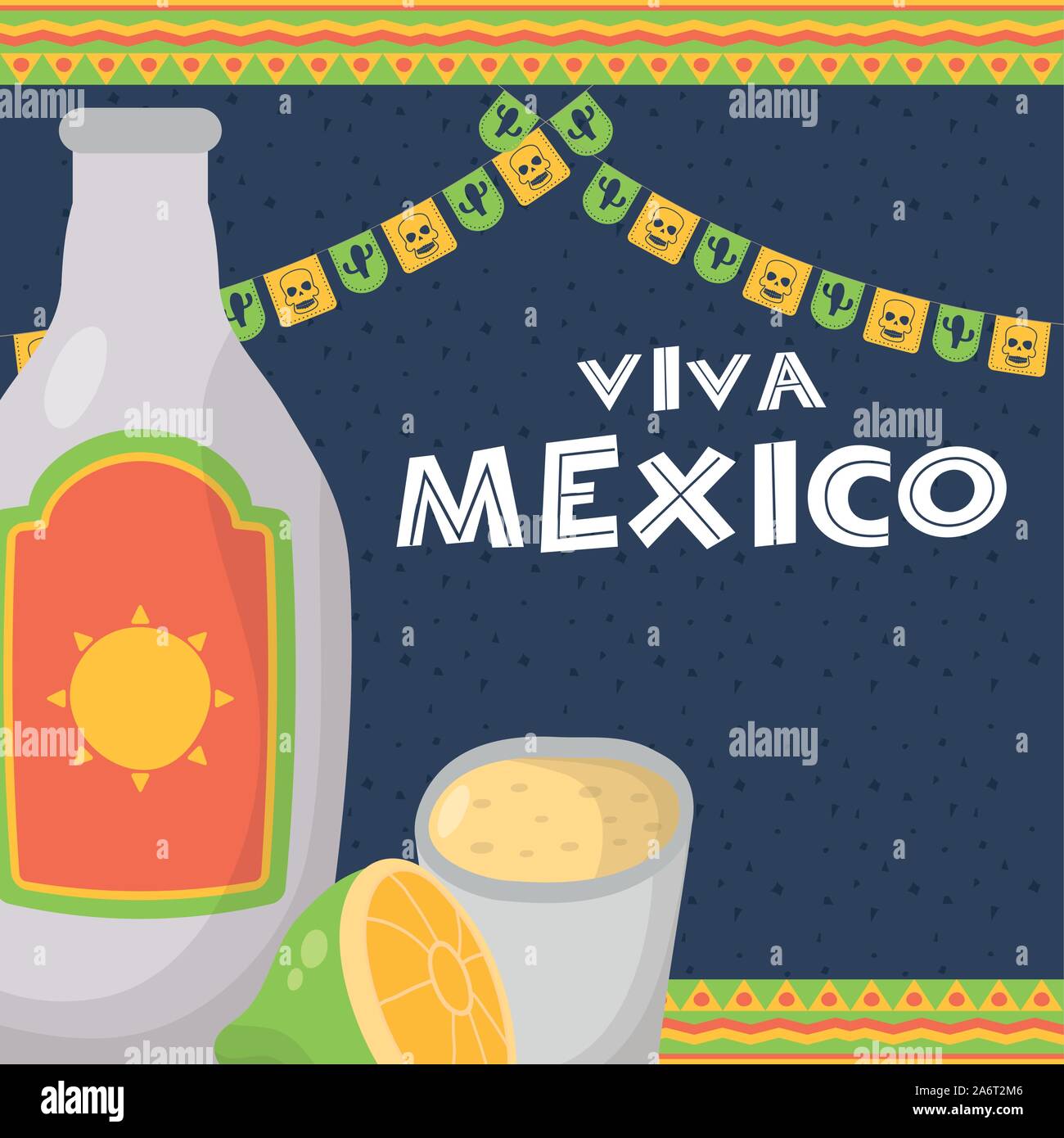 viva mexico celebration with tequila bottle Stock Vector Image & Art ...