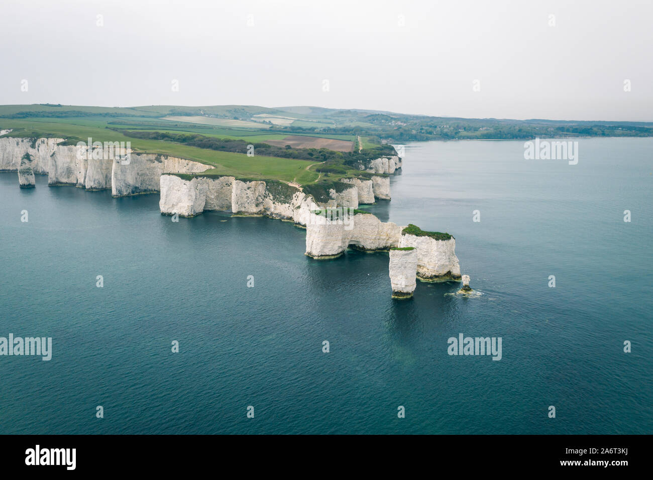 Aerial view of Old Harry Rocks in Dorset, England Stock Photo - Alamy