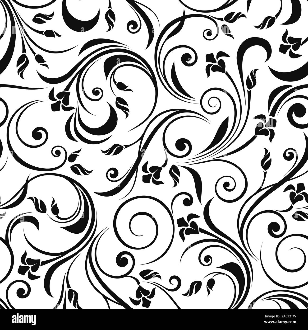 Vector seamless black and white floral pattern Stock Vector Image & Art ...