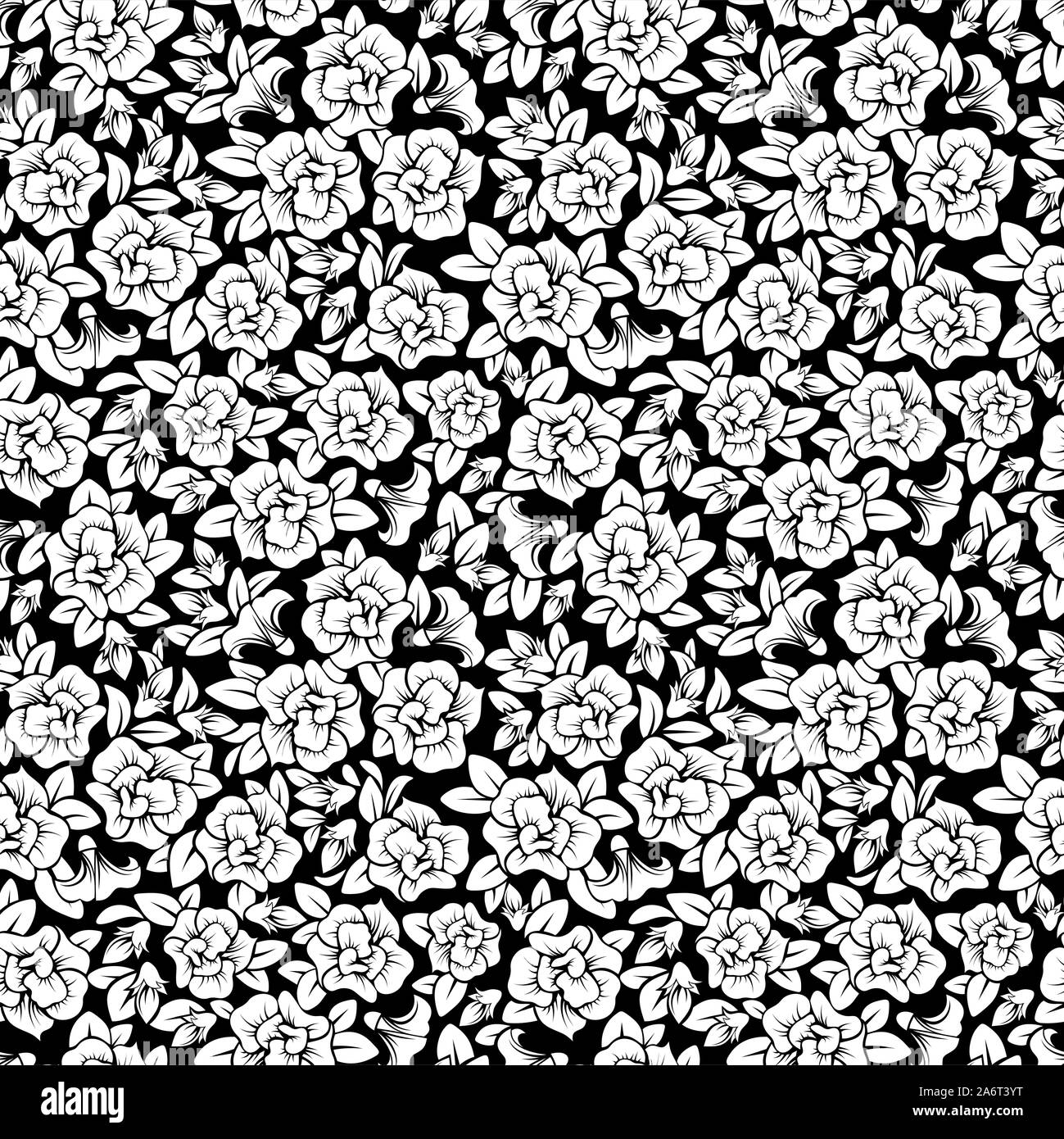 Vector seamless black and white floral pattern Stock Vector Image & Art ...