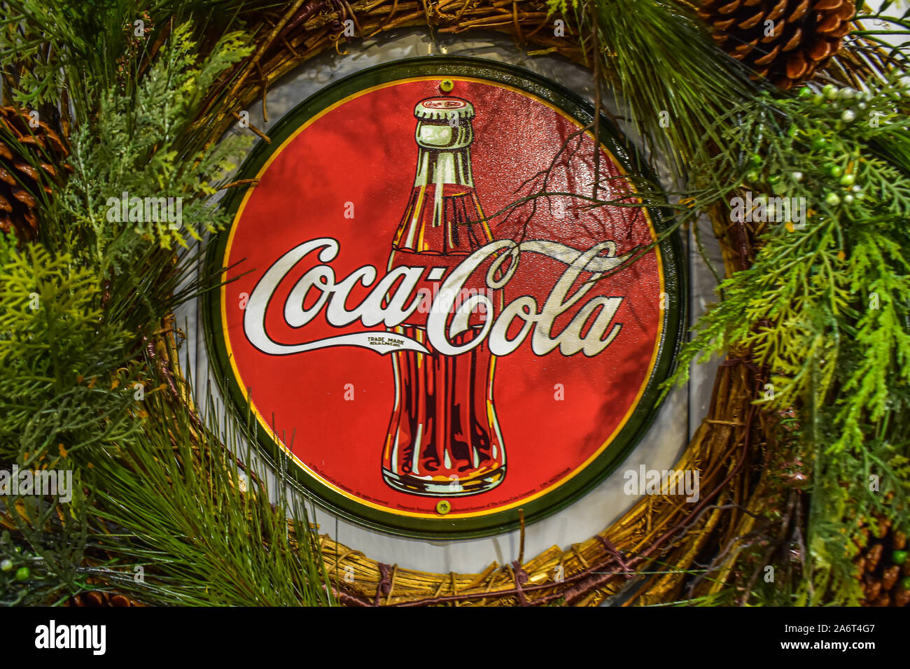 Orlando, Florida. December 25, 2018. Coca Cola vintage sign at Seaworld