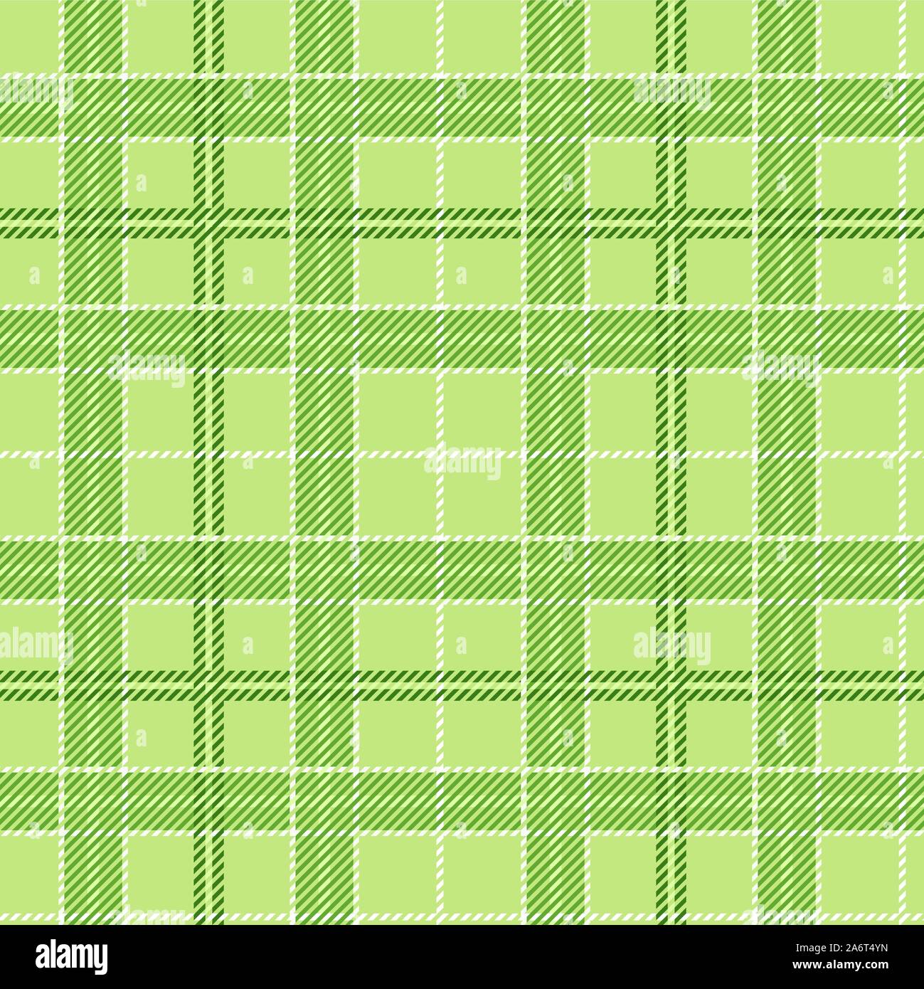 Vector seamless green tartan fabric pattern. Stock Vector