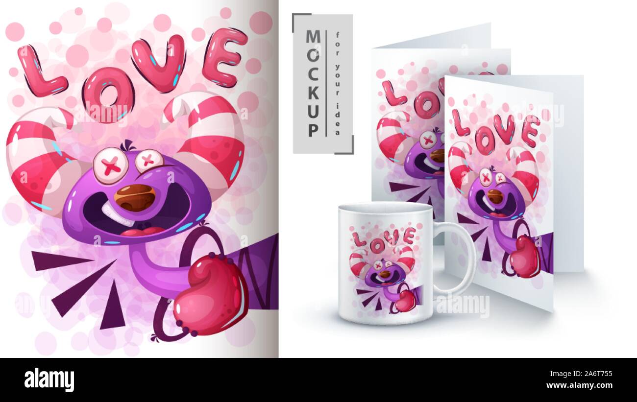 Cute monster poster and merchandising Stock Vector