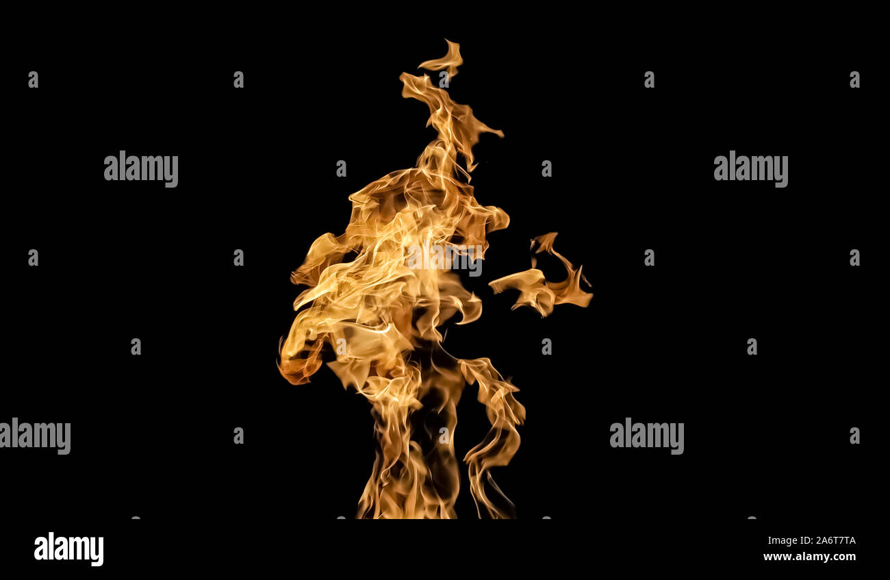 Fire flames on black background. fire on black background isolated. fire patterns Stock Photo