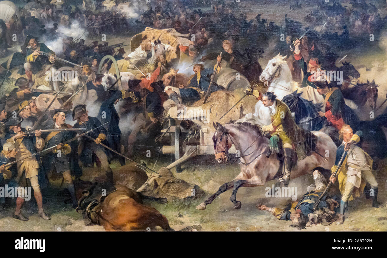 Detail of Battle Between the Russians and the Swedes at Lesnaya on 28 October 1709 by Alexander von Kotzebue. Exhibited in the Malaga branch of the St Stock Photo
