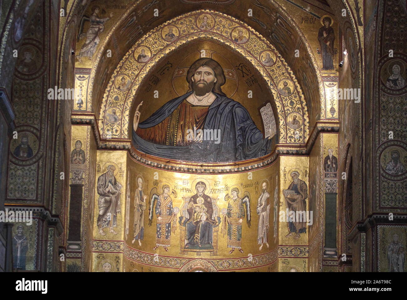 Monreale, Italy - 3 July 2016: The Christ Pantocrator in the Cathedral of Monreale Stock Photo