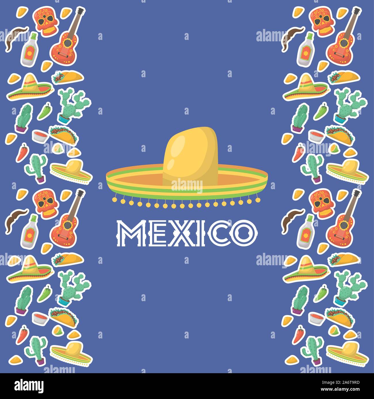 viva mexico celebration with traditional hat Stock Vector Image & Art ...
