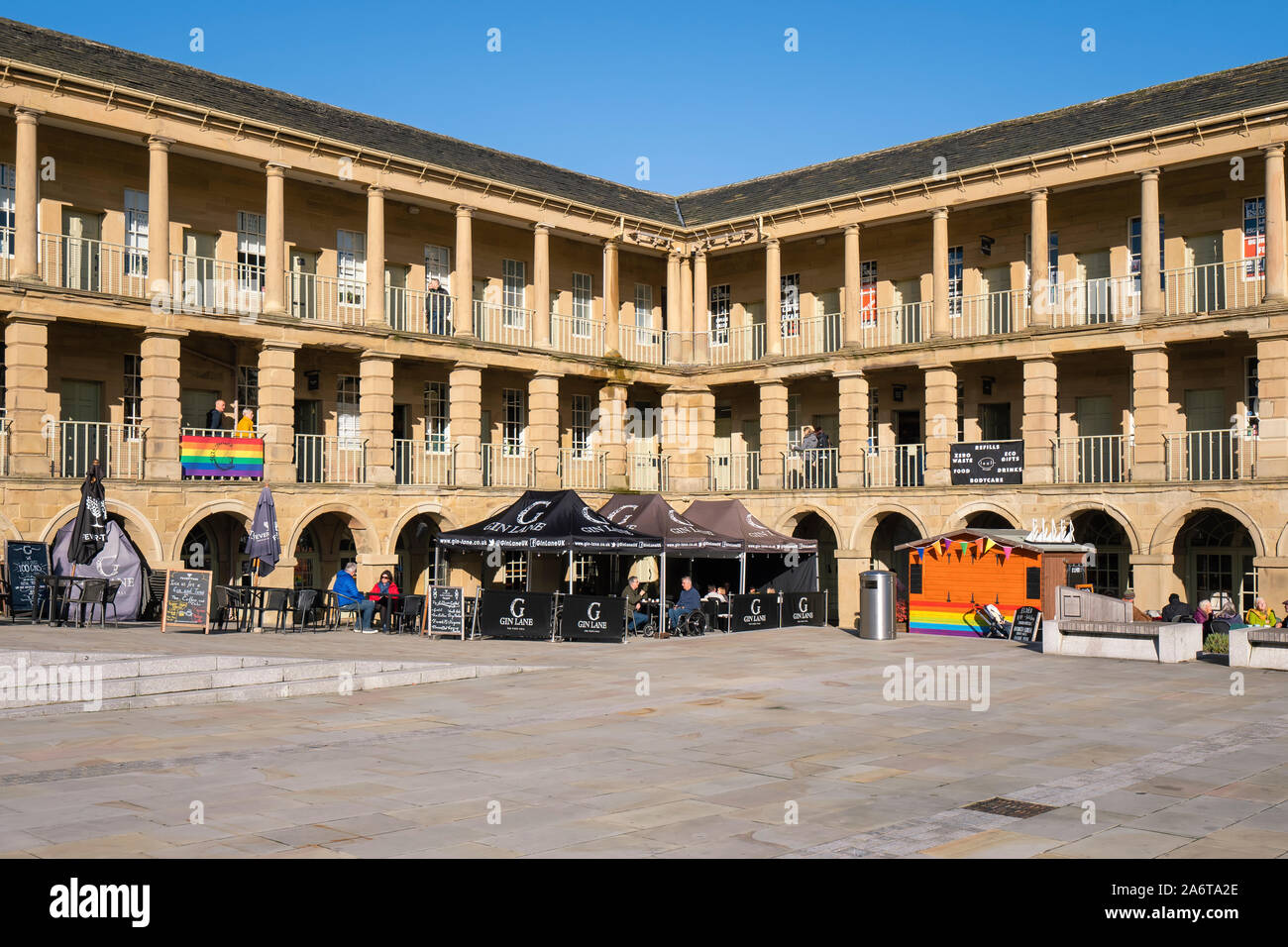 27.10.2019 Halifax, West Yorkshire, UK, The Piece Hall is a Grade I listed building in Halifax, West Yorkshire, England. It was built as a cloth hall Stock Photo