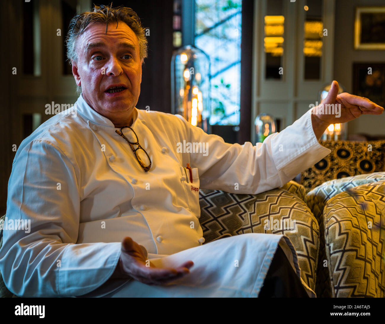 Chef Jupp Osterloh of "The Grill" restaurant at the five-star Dunloe Hotel & Gardens near Killarney, County Kerry, Ireland. Born in Hamburg, he has worked in Killarney's Liebherr Group hotels for more than 25 years. Stock Photo