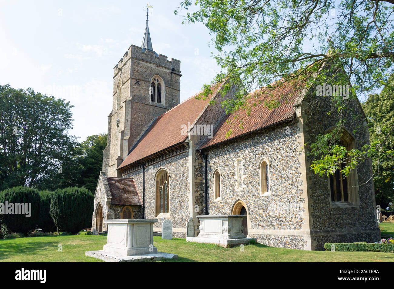 St Mary the Virgin Church, Flint Cottages, Westmill, Hertfordshire, England, United Kingdom Stock Photo