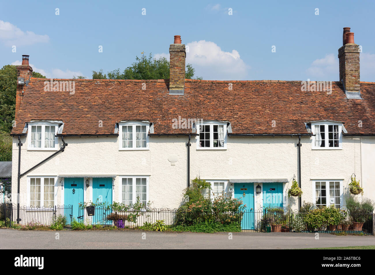 Period cottages on The Green, Westmill, Hertfordshire, England, United Kingdom Stock Photo