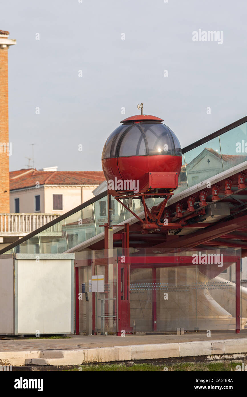 Cabin for Transport Wheelchair Over Bridge in Venice Italy Stock Photo