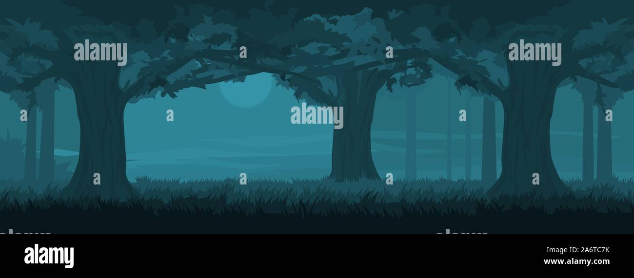 Summer night forest Stock Vector