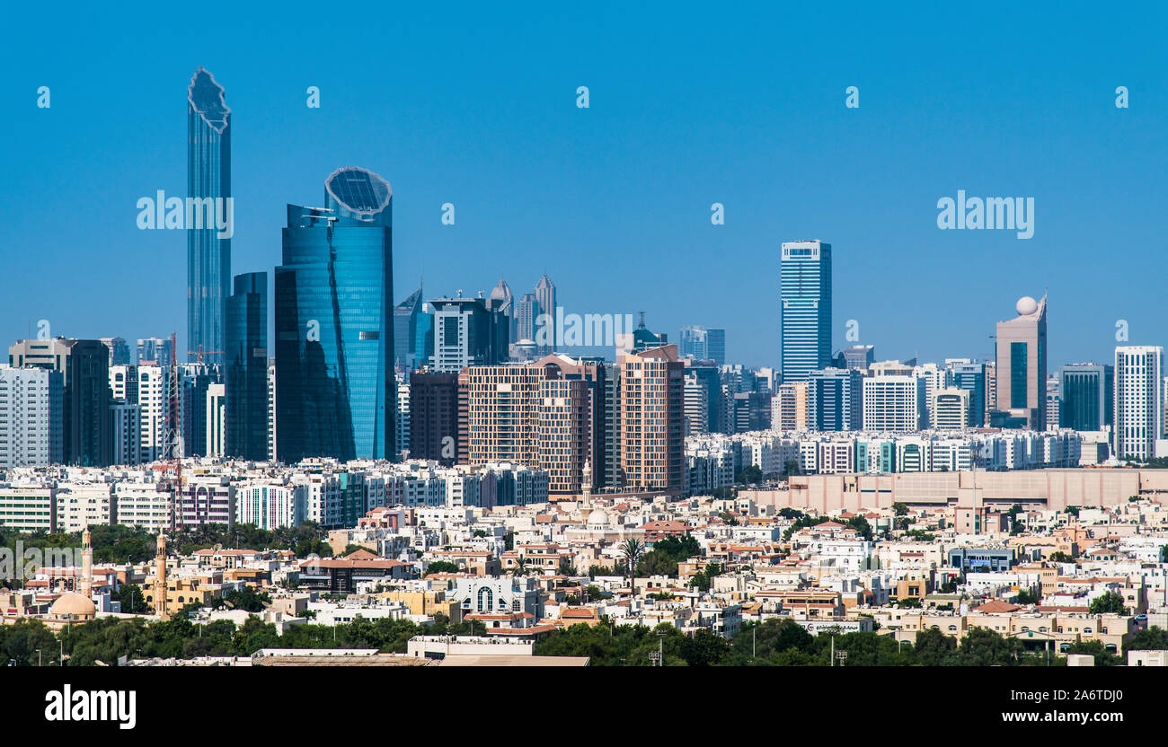 Abu Dhabi downtown view of the United Arab Emirates modern capital city Stock Photo