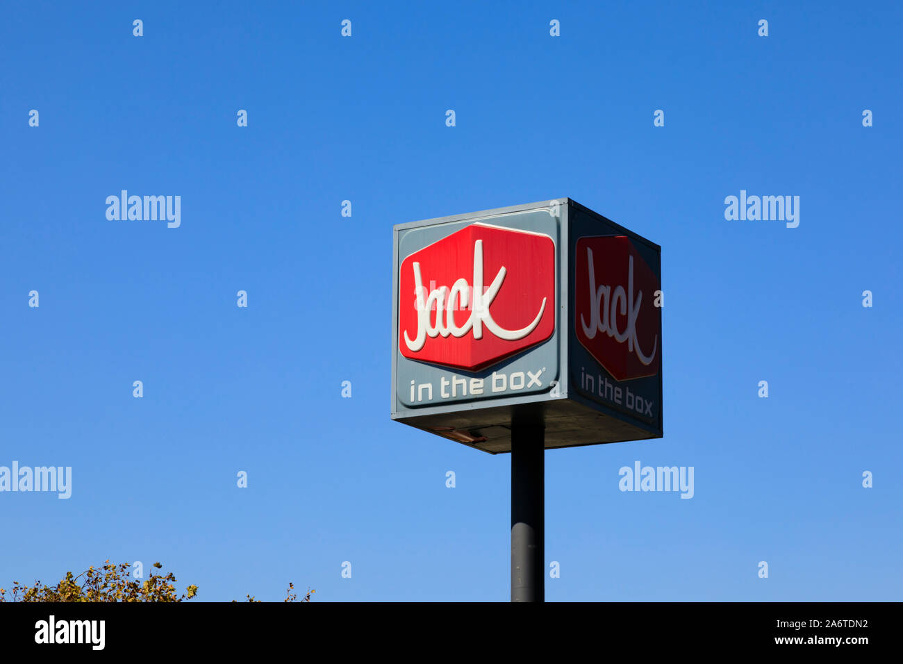 “Jack in the Box” hamburger restaurant revolving sign. California