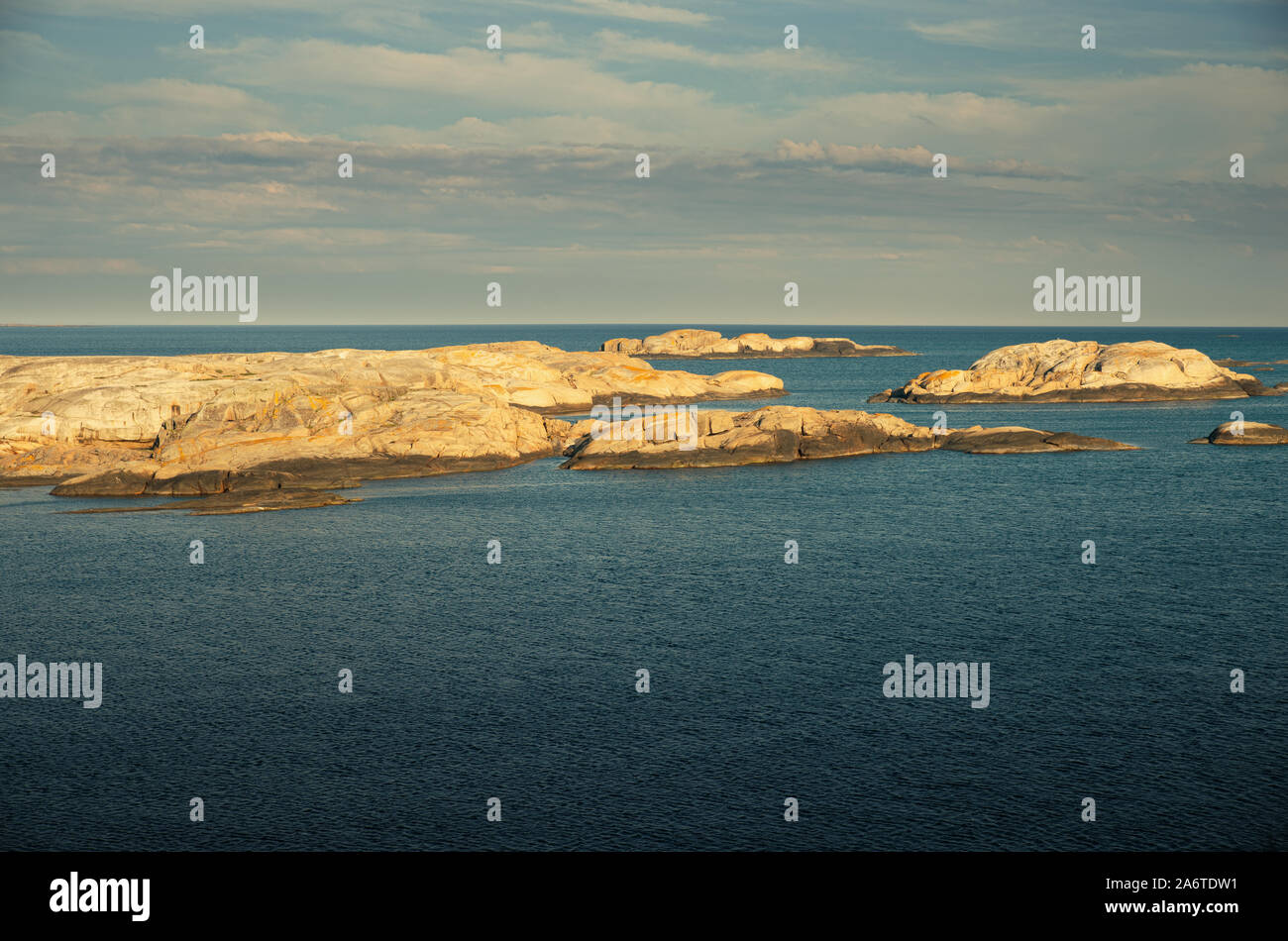 Rocky Islands At Sunset, Verdens Ende (worlds End), Tjøme, Norway Stock 